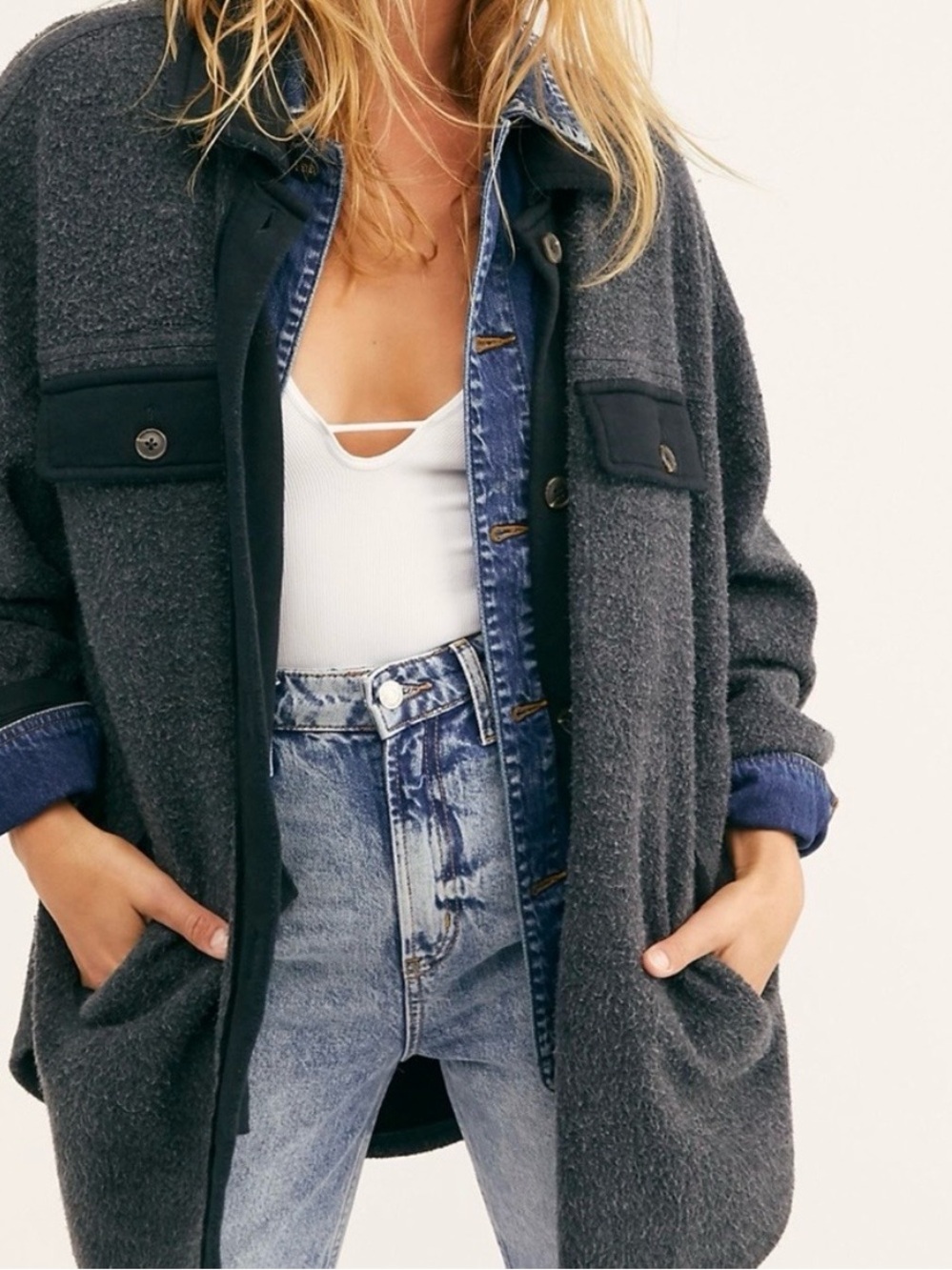 🖤 Free People Ruby Shirt Jacket – Washed Black – Small